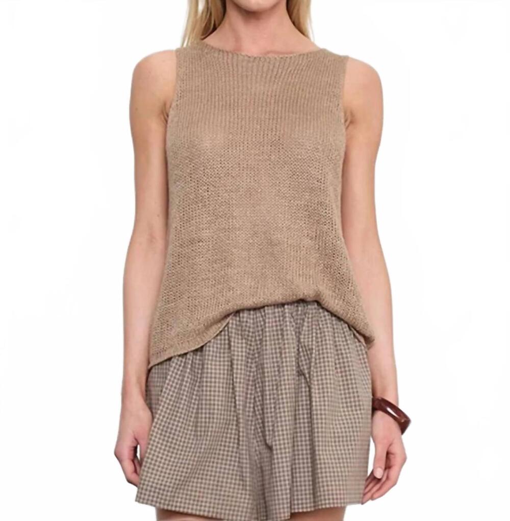 NEW ENZA COSTA linen open knit tank top in flax